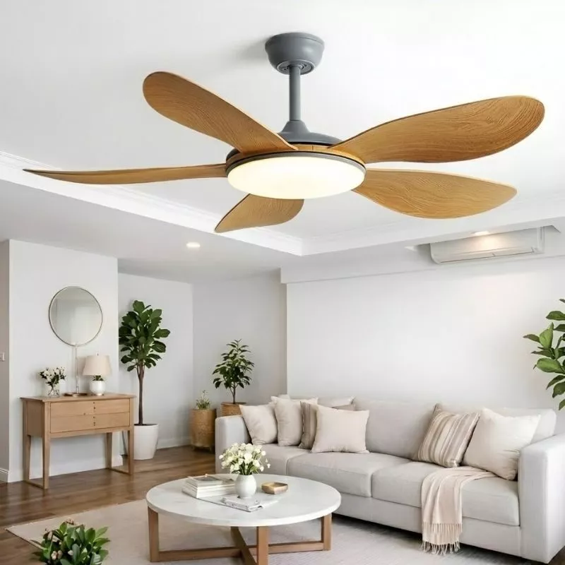 Quạt Trần Đèn, Cánh Nhựa Giả Gỗ, Thiết Kế Hiện Đại QT-197