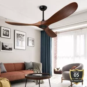 Quạt trần 3 cánh gỗ cao cấp, thiết kế Retro QT-184