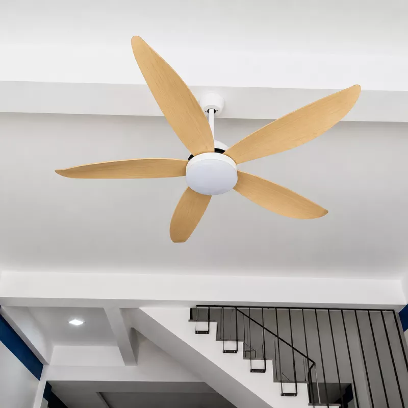 Quạt trần đèn cánh nhựa giả gỗ hiện đại QT-202 - Hình ảnh 3