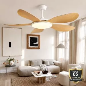 Quạt Trần Đèn, Cánh Nhựa Giả Gỗ, Thiết Kế Hiện Đại QT-197