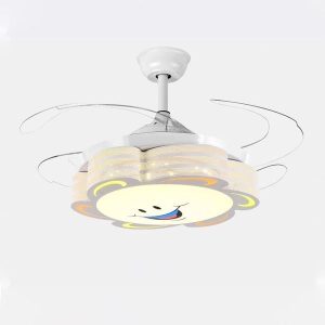 Quạt trần đèn, cánh xếp, thiết kế hình hoa mặt trời cho phòng bé QT-186