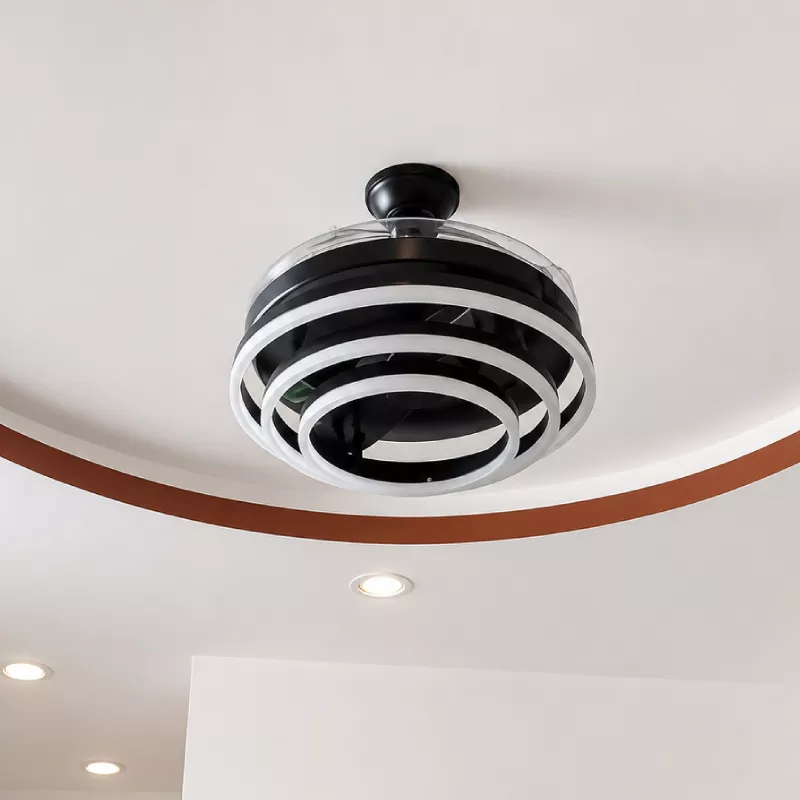 Quạt Trần Đèn, Cánh Xếp, Thiết Kế Led Hình Xoắn QT-195 - Hình ảnh 4