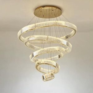 Đèn chùm phale, thiết kế 5 tầng, vòng tròn phale trắng cao cấp DC-410