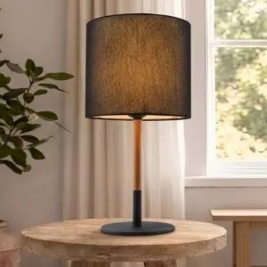 Đèn bàn chụp vải, thân kim loại phối gỗ, giá rẻ DB-676