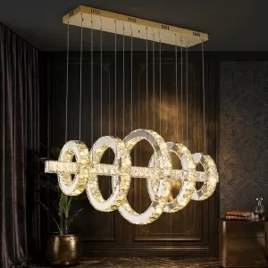 Đèn chùm phale, thiết kế thả ngang, vòng phale trắng cao cấp DC-405