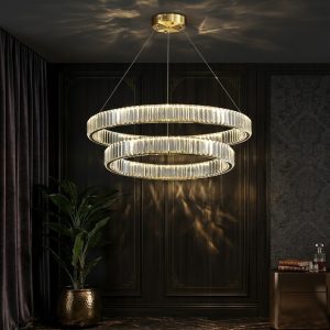 Đèn chùm phale, thiết kế 2 tầng, vòng tròn phale trắng cao cấp DC-407