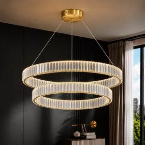 Đèn chùm phale, thiết kế 2 tầng, vòng tròn phale trắng cao cấp DC-407