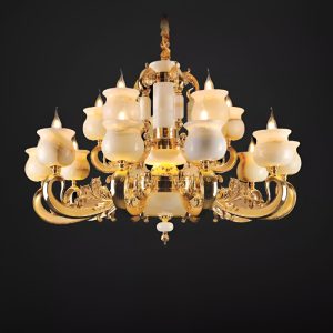 Đèn chùm tay nến, chao đá cao cấp DC-512