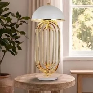 Đèn bàn hiện đại, thân kim loại si vàng đồng cao cấp DB-349