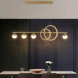 Đèn chùm hiện đại – thiết kế thả ngang, vòng led hiện đại phối quả cầu DC-423