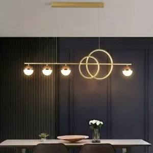 Đèn chùm hiện đại – thiết kế thả ngang, vòng led hiện đại phối quả cầu DC-423