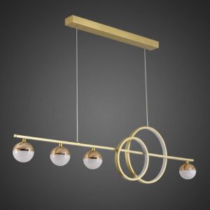 Đèn chùm hiện đại – thiết kế thả ngang, vòng led hiện đại phối quả cầu DC-423