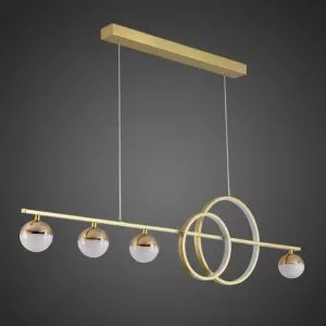 Đèn chùm hiện đại – thiết kế thả ngang, vòng led hiện đại phối quả cầu DC-423