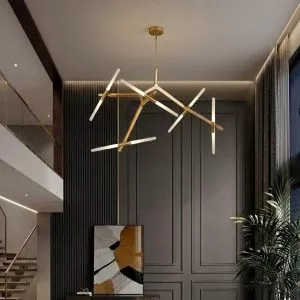 Đèn thả thiết kế Bắc Âu, Thang nganh phối thủy tinh ống hiện đại TDC-228