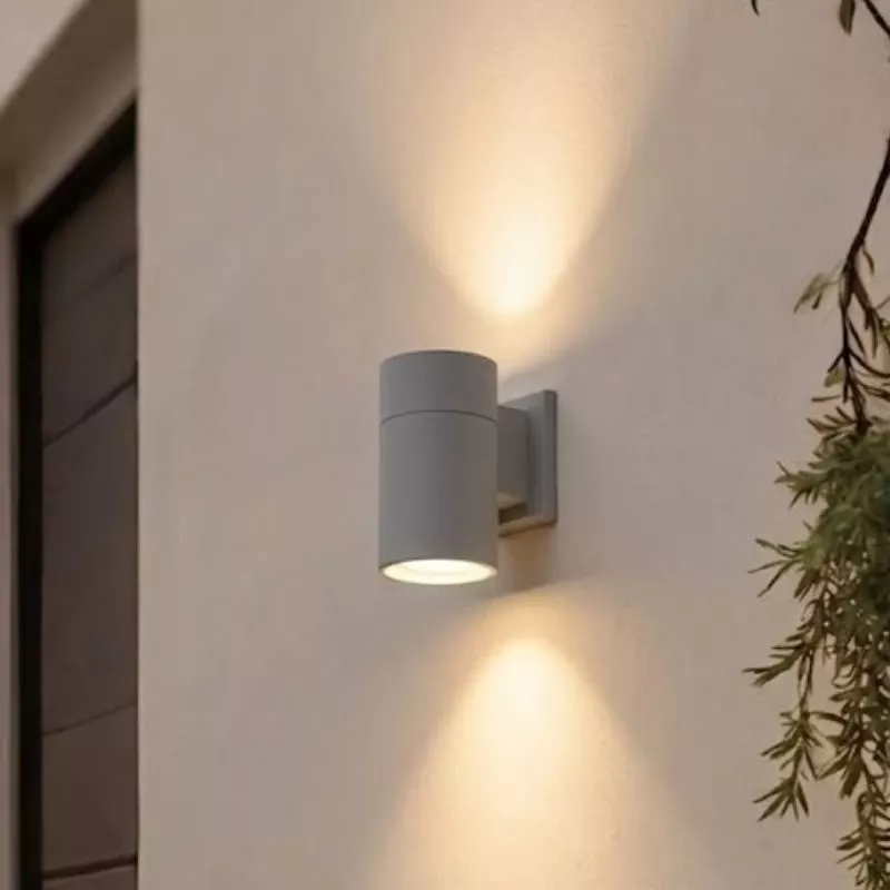 Đèn tường Led hiện đại ngoài trời kiểu trụ màu xám, hắt 1 đầu VNT-369X