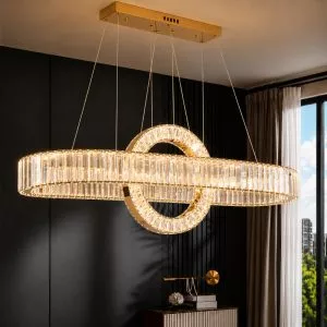 Đèn chùm phale, thiết kế thả ngang, vòng phale trắng cao cấp DC-406