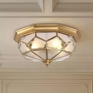 Đèn ốp trần đồng, mặt kính nghệ thuật OCD-007