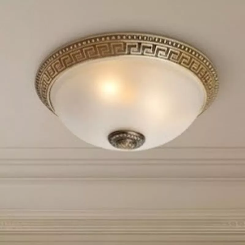 Đèn ốp trần đồng, mặt kính nghệ thuật OCD-018