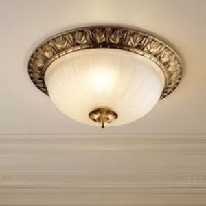 Đèn ốp trần đồng, mặt kính nghệ thuật OCD-019