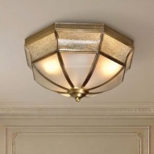 Đèn ốp trần đồng, mặt kính nghệ thuật OCD-020