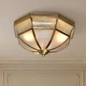 Đèn ốp trần đồng, mặt kính nghệ thuật OCD-020