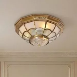 Đèn ốp trần đồng, mặt kính nghệ thuật OCD-021