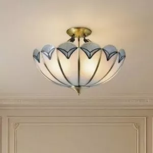 Đèn ốp trần đồng, mặt kính nghệ thuật OCD-035