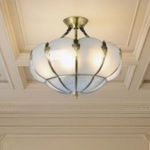 Đèn ốp trần đồng, mặt kính nghệ thuật OCD-037