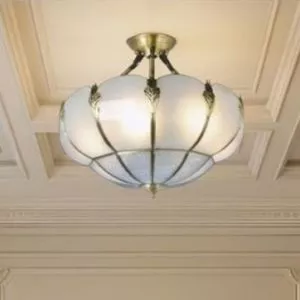 Đèn ốp trần đồng, mặt kính nghệ thuật OCD-037