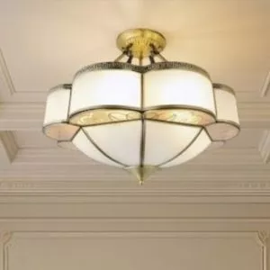 Đèn ốp trần đồng, mặt kính nghệ thuật OCD-038