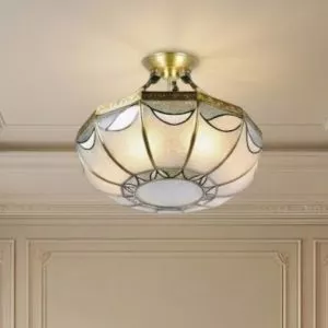 Đèn ốp trần đồng, mặt kính nghệ thuật OCD-039