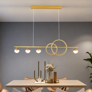 Đèn thả hiện đại – thiết kế thả ngang, vòng led hiện đại phối quả cầu DT-23