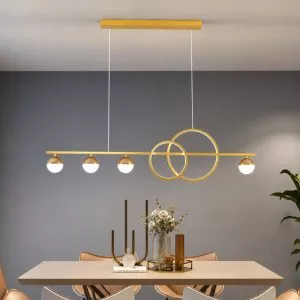 Đèn thả hiện đại – thiết kế thả ngang, vòng led hiện đại phối quả cầu DT-23