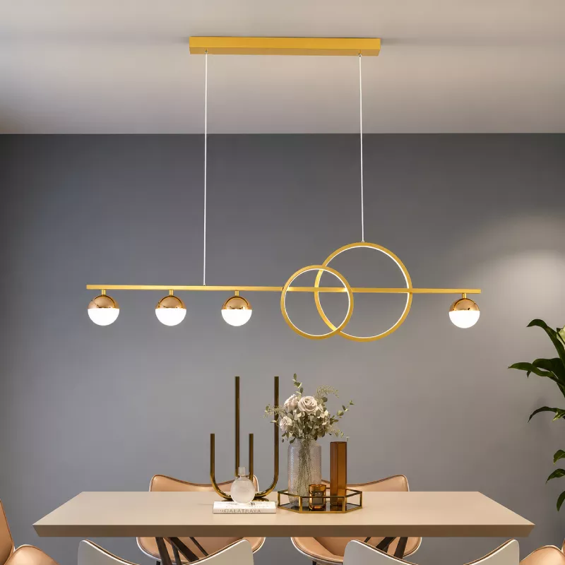 Đèn thả hiện đại - thiết kế thả ngang, vòng led hiện đại phối quả cầu DT-23