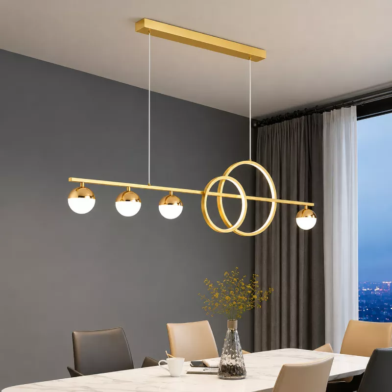 Đèn thả hiện đại - thiết kế thả ngang, vòng led hiện đại phối quả cầu DT-23 - Hình ảnh 3
