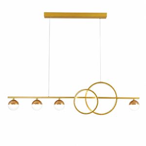 Đèn thả hiện đại – thiết kế thả ngang, vòng led hiện đại phối quả cầu DT-23