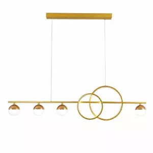 Đèn thả hiện đại – thiết kế thả ngang, vòng led hiện đại phối quả cầu DT-23