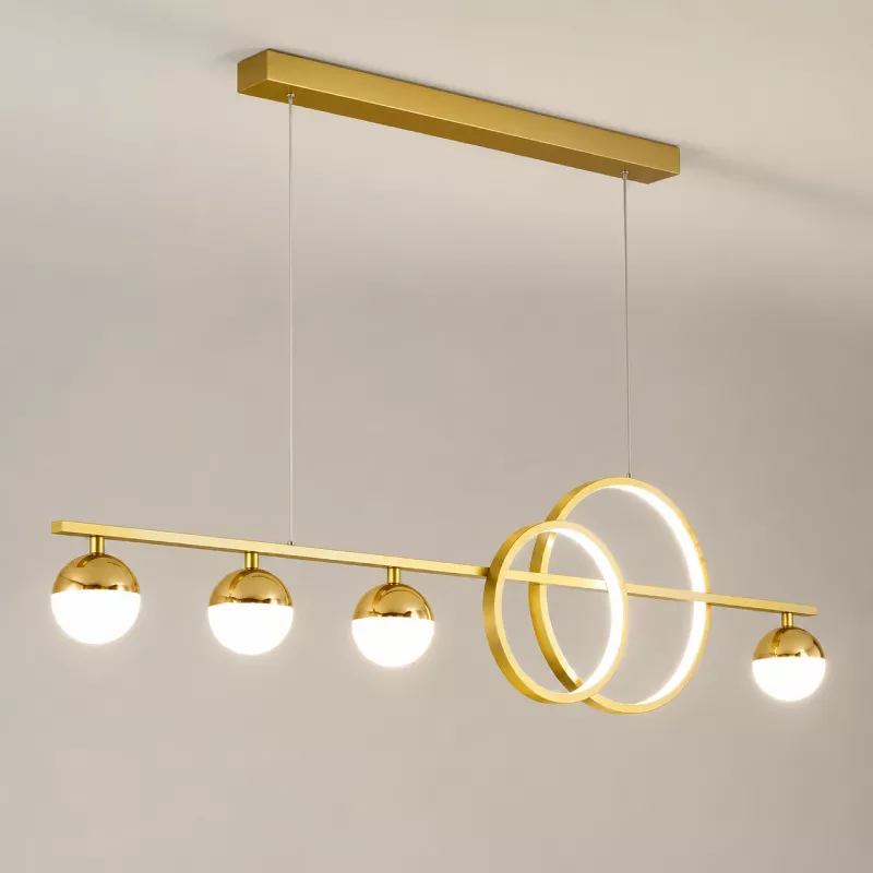 Đèn thả hiện đại - thiết kế thả ngang, vòng led hiện đại phối quả cầu DT-23 - Hình ảnh 4