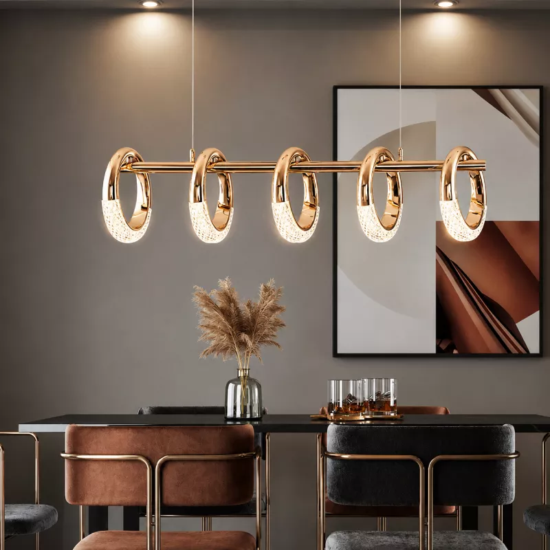 Đèn thả LED nghệ thuật 5 bóng hình vòng tròn hoa tai DT-01 - Hình ảnh 4