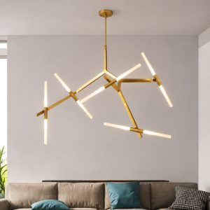 Đèn thả thiết kế Bắc Âu, thanh ngang phối thủy tinh ống hiện đại TDC-228