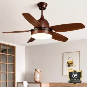 Quạt trần đèn, 5 cánh nhựa, thiết kế hiện đại QT-161