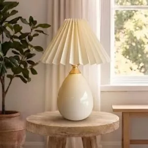 Đèn bàn phong cách Vintage thân gốm sứ xếp ly DB-698