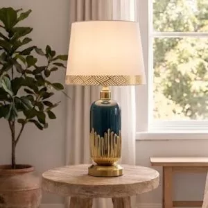 Đèn bàn thân sứ, chụp vải phong cách Bắc Âu DB-701
