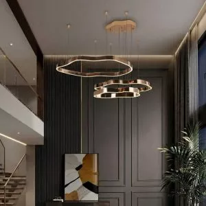 Đèn thả hiện đại thiết kế vòng lượn sóng inox si hồng cao cấp DC-675