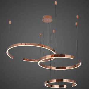 Đèn thả hiện đại thiết kế vòng khuyết inox si hồng cao cấp DC-676