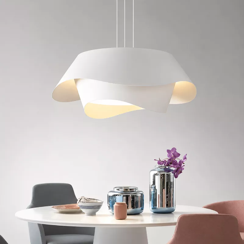 Đèn thả bàn ăn hiện đại dạng cánh hoa uốn lượn màu trắng TDC-2273