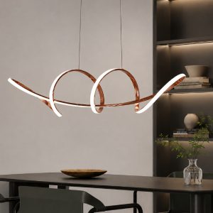 Đèn thả hiện đại thiết kế thân uốn lượn inox si hồng cao cấp DC-677