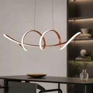 Đèn thả hiện đại thiết kế thân uốn lượn inox si hồng cao cấp DT-13