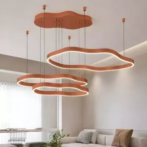 Đèn thả hiện đại thiết kế vòng lượn sóng inox si hồng cao cấp DT-15