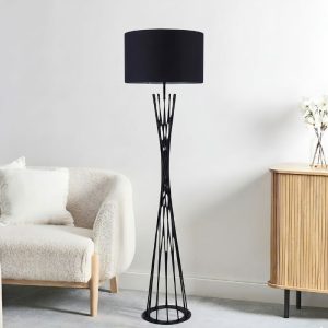 Đèn cây hiện đại, chao vải, thân kim loại thiết kế nghệ thuật  DC-215